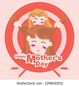 Happy Mother's Day. Daughter playing with mom hair