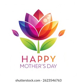 Happy mother`s day design. Happy mother`s day card with beautiful flower icon. colorful design.isolated vector illustration on white background. 