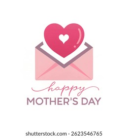 Happy mother`s day design. Happy mother`s day card with envelope and heart icon over white background. colorful design.isolated vector illustration on white background. 