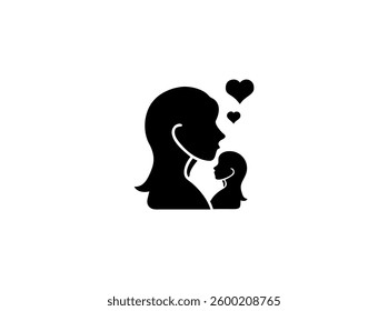 Happy Mother's Day design featuring a loving mother and child silhouette. A simple, elegant design perfect for Mother's Day cards, apparel, or home decor. color full silhouette design Mother's day.