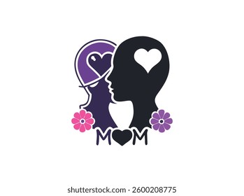 Happy Mother's Day design featuring a loving mother and child silhouette. A simple, elegant design perfect for Mother's Day cards, apparel, or home decor. color full silhouette design Mother's day.