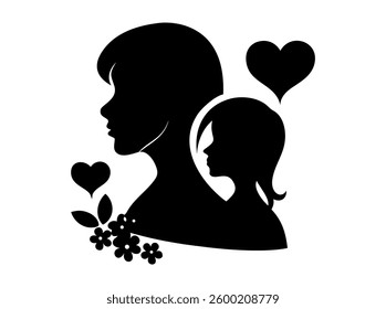 Happy Mother's Day design featuring a loving mother and child silhouette. A simple, elegant design perfect for Mother's Day cards, apparel, or home decor. color full silhouette design Mother's day.