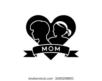 Happy Mother's Day design featuring a loving mother and child silhouette. A simple, elegant design perfect for Mother's Day cards, apparel, or home decor. color full silhouette design Mother's day.