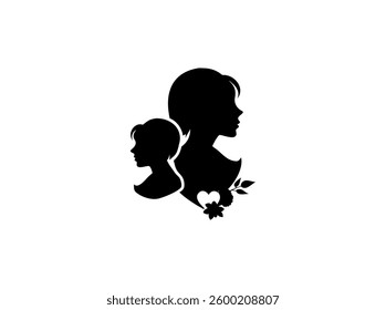 Happy Mother's Day design featuring a loving mother and child silhouette. A simple, elegant design perfect for Mother's Day cards, apparel, or home decor. color full silhouette design Mother's day.