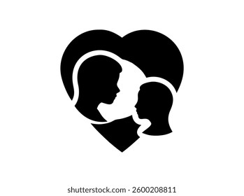 Happy Mother's Day design featuring a loving mother and child silhouette. A simple, elegant design perfect for Mother's Day cards, apparel, or home decor. color full silhouette design Mother's day.