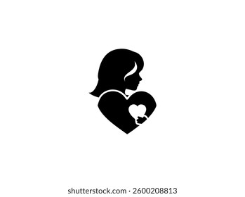 Happy Mother's Day design featuring a loving mother and child silhouette. A simple, elegant design perfect for Mother's Day cards, apparel, or home decor. color full silhouette design Mother's day.