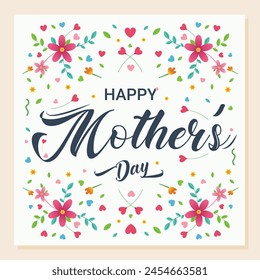 Happy Mother's Day Design Flower And Text Vector