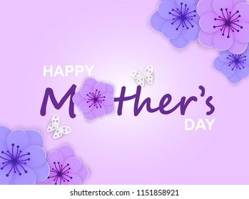 Happy Mother's day. Design with flowers background. light and shadow . Vector.