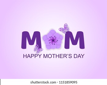 Happy Mother's day. Design with flowers background. light and shadow . Vector.