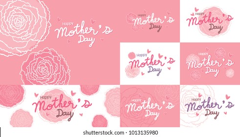 Happy mothers day design and pink carnation flowers background vector illustration