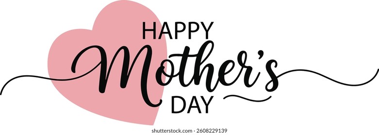 a happy mother's day design with a pink heart and elegant script, perfect for cards and celebration
