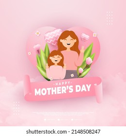 Happy Mother's Day design, suitable for greeting cards, sales promotions, vouchers, banners, and others