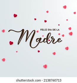 Happy mother's day design vector with pink hearts isolated on white background. Feliz dia de la madre background.