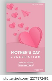 Happy Mother's Day. Editable post template for banner sale, presentation, invitation, stories, streaming.