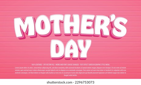 Happy mothers day editable text effect template with 3d style use for logo and business brand