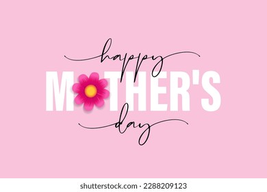 Happy Mothers day elegant calligraphy and flower. Mother's Day typography with beautiful flower for holiday card or poster. Vector illustration