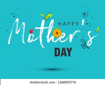 Happy Mother`s Day elegant lettering banner with beautiful decorated background. Calligraphy vector text and heart in frame background for Mother's Day. Best mom ever greeting card - Vector