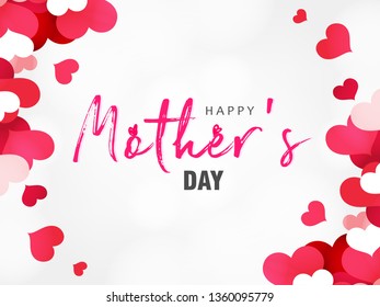 Happy Mother`s Day elegant lettering banner with beautiful decorated background. Calligraphy vector text and heart in frame background for Mother's Day. Best mom ever greeting card - Vector