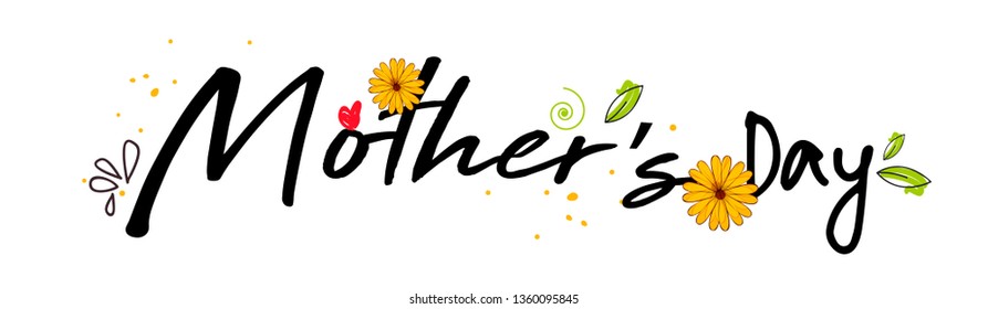 Happy Mother`s Day elegant lettering banner with beautiful decorated background. Calligraphy vector text and heart in frame background for Mother's Day. Best mom ever greeting card - Vector