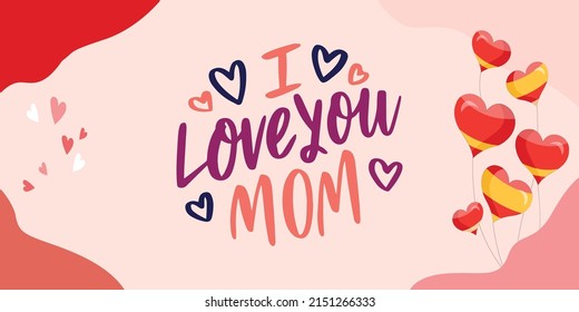 Happy Mother`s Day elegant lettering banner pink. Calligraphy vector text and heart in frame background for Mother's Day. Best mom ever greeting card