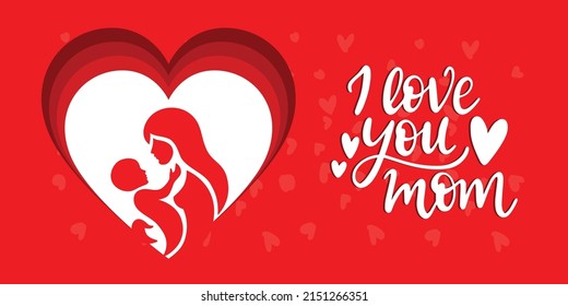 Happy Mother`s Day elegant lettering banner pink. Calligraphy vector text and heart in frame background for Mother's Day. Best mom ever greeting card