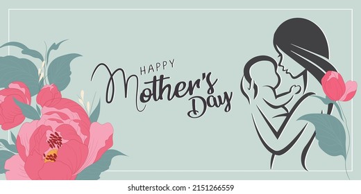 Happy Mother`s Day elegant lettering banner pink. Calligraphy vector text and heart in frame background for Mother's Day. Best mom ever greeting card