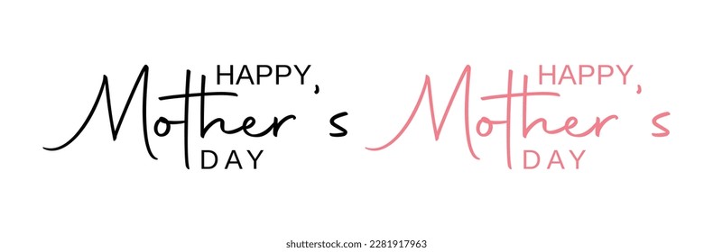 Happy Mother's Day elegant lettering with swooshes. Calligraphy vector text in linear style. Modern line calligraphy isolated on white background.vector illustration for logo,print, poster.