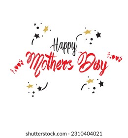 Happy Mother's Day elegant lettering with red color Calligraphy vector text. Modern line calligraphy isolated on white background. 