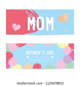 Happy mother's day with element heart paper shape. best mom symbols of love.