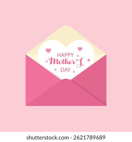 Happy Mother's Day with an envelope. Happy Mother's Day card. Greeting card template. cute vector illustration