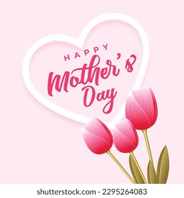 happy mothers day event background with decorative tulip flower vector