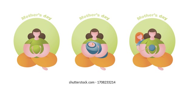 Happy Mother's Day. Happy family day. Mother holding baby in arms. 