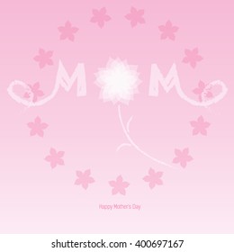 Happy Mothers Day. Festive vector cards with designer labels and a white flower