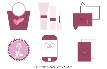 happy mothers day fill style icon set, hand drawn collection set of mothers day.