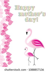 happy mothers day with flamingos vector illustration