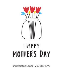 Happy Mother's day. Flat design. Vector illustration on white background.