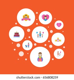 Happy Mother's Day Flat Icon Layout Design With Best Mother Ever, Pastry And Stroller Symbols. Lovely Mom Beautiful Feminine Design For Social, Web And Print.