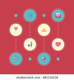 Happy Mother's Day Flat Icon Layout Design With Emotion, Queen And Stroller Symbols. Lovely Mom Beautiful Feminine Design For Social, Web And Print.