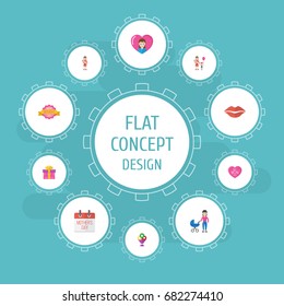 Happy Mother's Day Flat Icon Layout Design With Stroller, Flower And Heart Symbols. Lovely Mom Beautiful Feminine Design For Social, Web And Print.