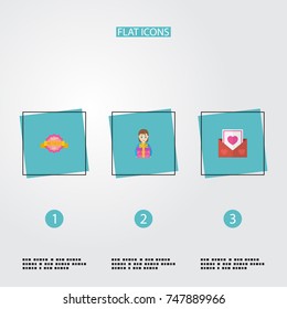 Happy Mother's Day Flat Icon Layout Design With Design, Gift To Mom And Envelope Symbols. Lovely Mom Beautiful Feminine Design For Social, Web And Print.