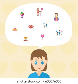 Happy Mother's Day Flat Layout Design With Woman, Design And Son Symbols. Lovely Mom Beautiful Feminine Design For Social, Web And Print.
