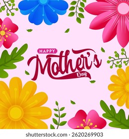 Happy Mother's Day with floral background. Suitable for greeting cards, banner, poster, label, template, sale. A day for love, appreciation, and family