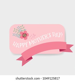 Happy Mother's Day, Floral bouquets with ribbon, vector illustration.