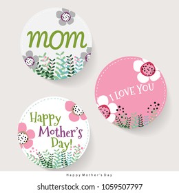 Happy Mother's Day with Floral bouquets, vector illustration.