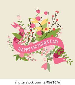 Happy Mother's Day with Floral bouquets background, vector illustration.