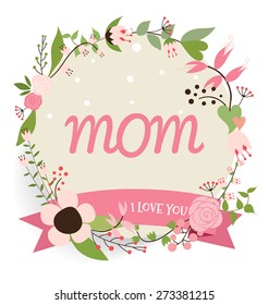 Happy Mother's Day with Floral bouquets background, vector illustration.