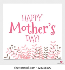 Happy Mother's Day, Floral bouquets with ribbon and heart, vector illustration.