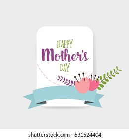 Happy Mother's Day, Floral bouquets with ribbon, vector illustration.