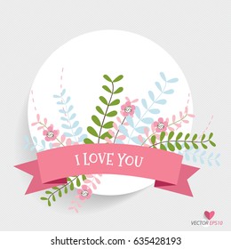 Happy Mother's Day, Floral bouquets with ribbon, vector illustration.