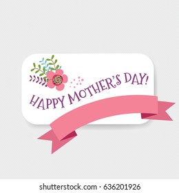 Happy Mother's Day, Floral bouquets with ribbon, vector illustration.